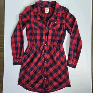 Levi's red plaid flannel dress for girls 12 to 14 yrs size large
